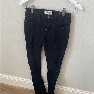 Frame Denim Women's Black Distressed Jeans